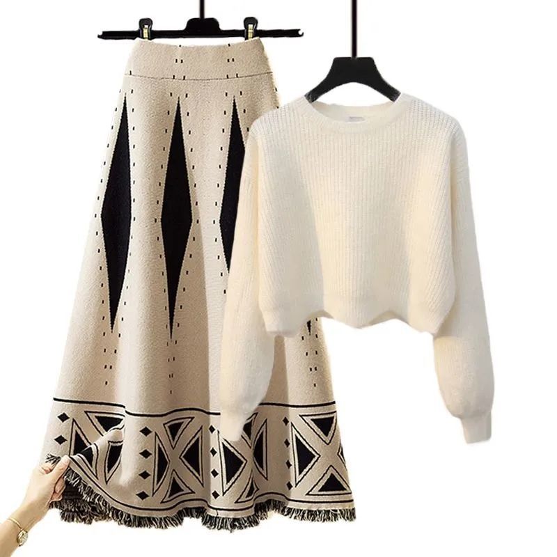 Women's Autumn Sweater And Skirt Co-ord Set For Women Slim Fit_voghion.com