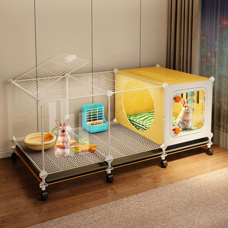 Прозрачная клетка для кроликов с туалетом, большая домашняя клетка для питомцев, роскошная вилла для кроликов