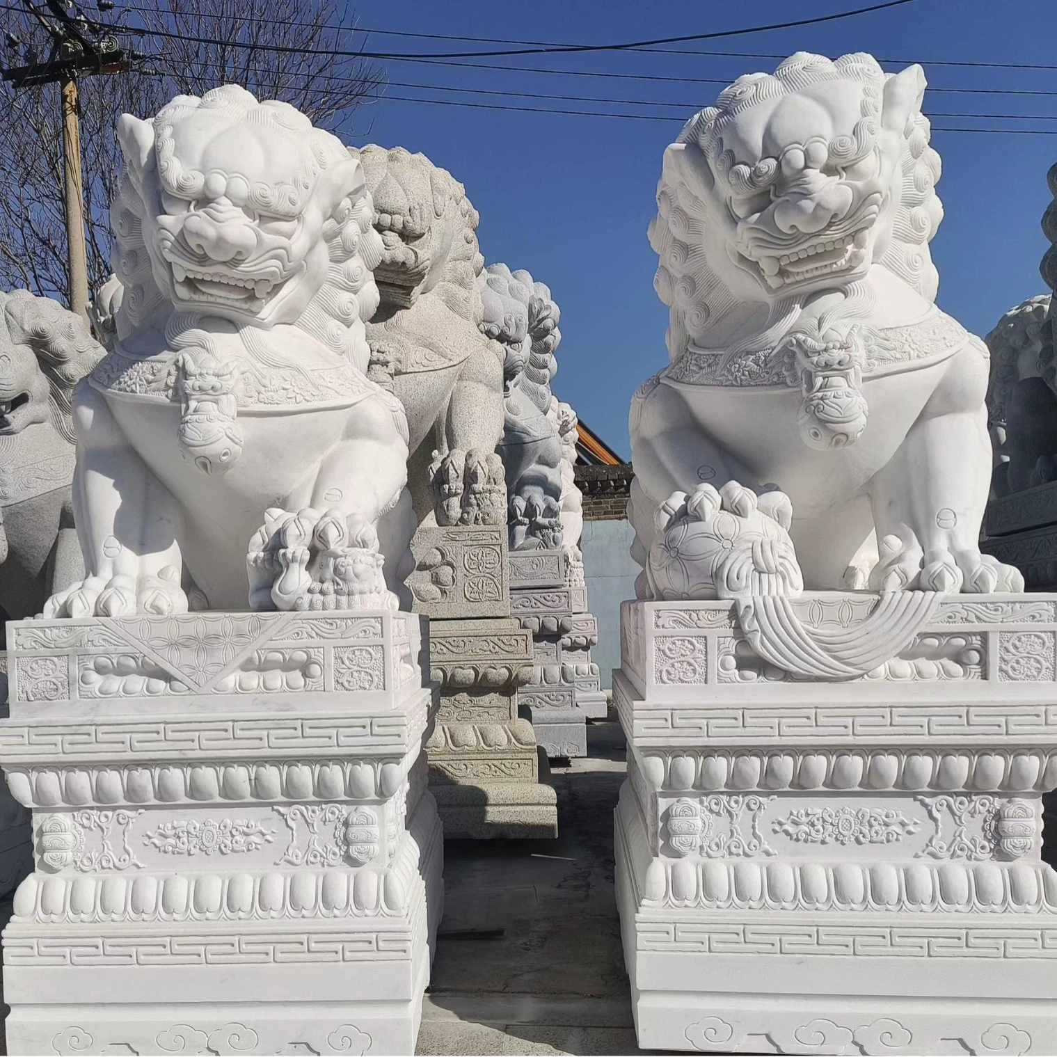 Торговый центр Большой белый нефритовый каменный лев здание Shishi спотовая компания