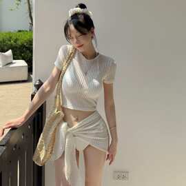 韩国ins高级感小胸分体绝美纯欲bikini沙滩海边度假温泉游泳衣女