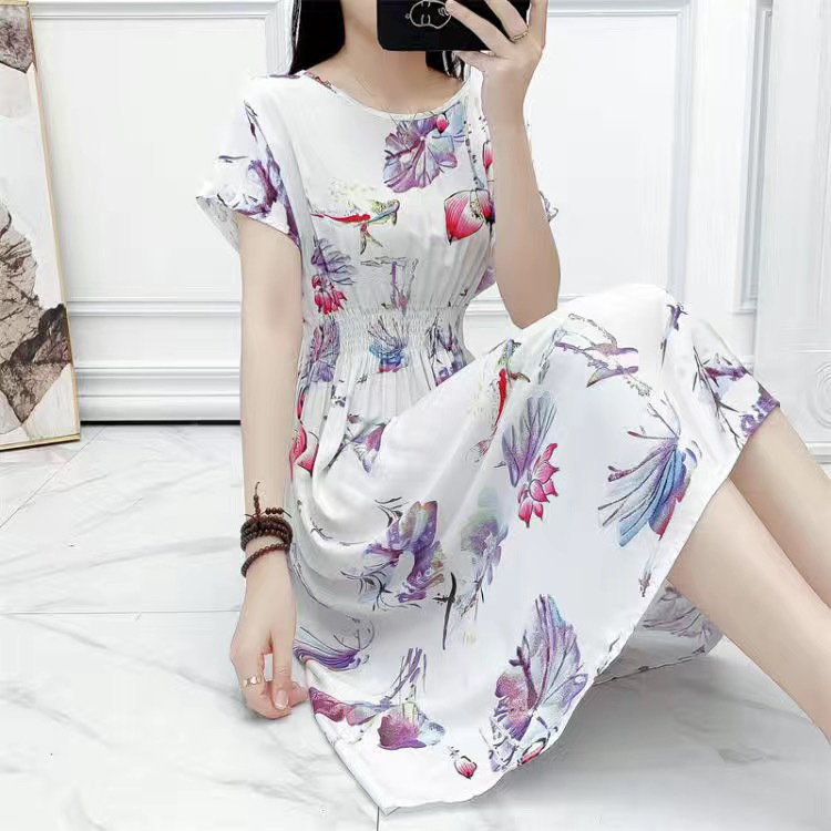 Completo gonna mare in seta e cotone donna stile bohémien midi_voghion.com