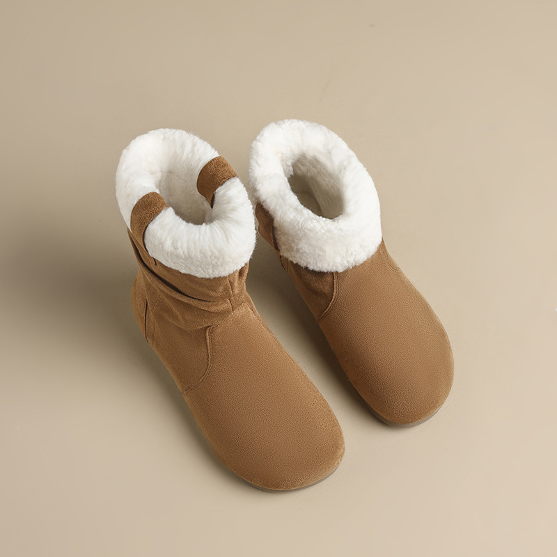 Botas de nieve de león antiguo para mujeres 2025, nuevo invierno de lana gruesa de pila Bocken botas cortas de tubo medio botas Martin