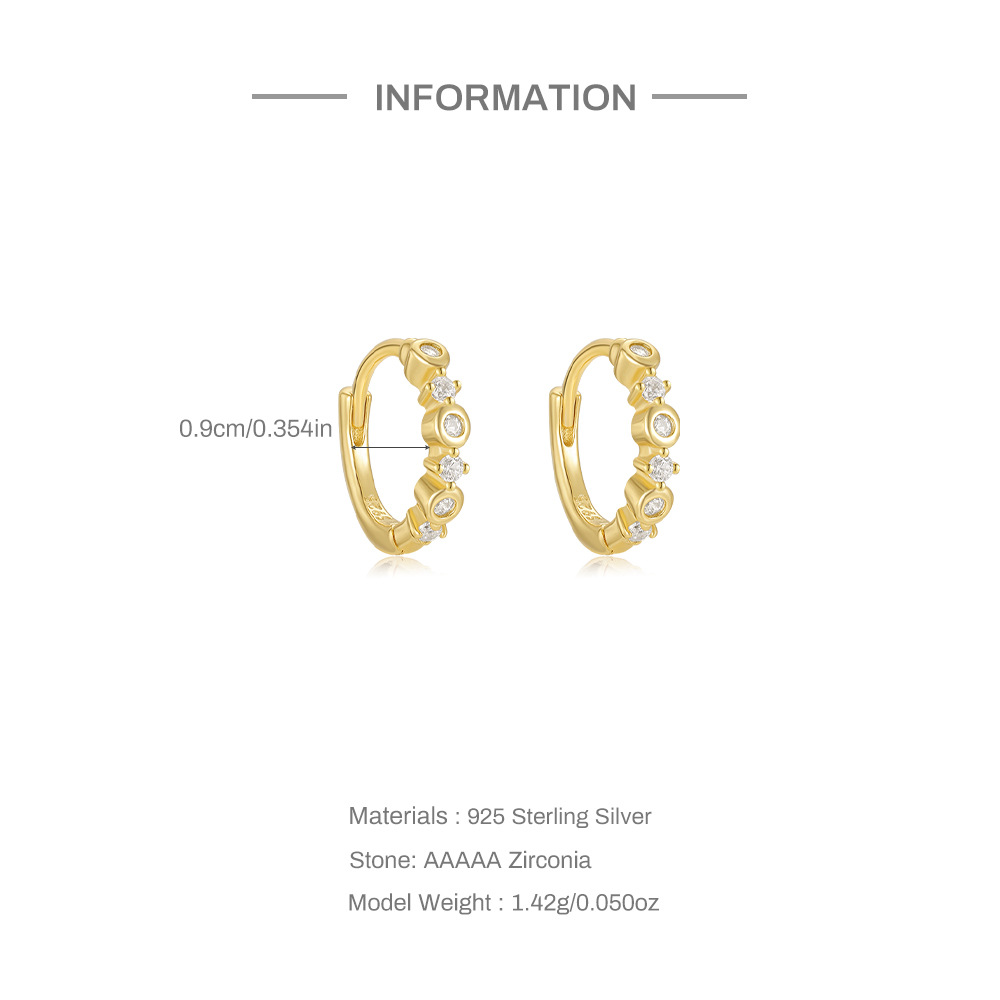 4g Weight 925 Sterling Silver Ear Needle Material Zircon Inlay Material Earrings Classification 1 Pair Quantity Holiday, Daily Occasion 925 Sterling Silver Material Geometric Pattern Women's Gender Inlay Design Simple Style, Shiny Style 1 Pair 925 Sterling Silver Zircon Geometric Earrings 4