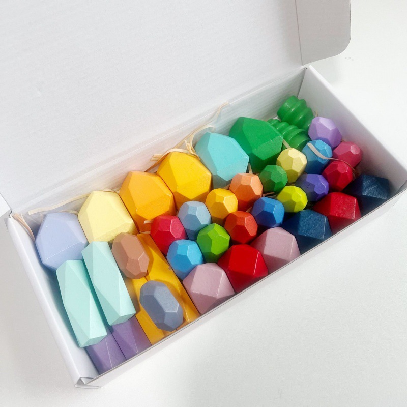 CE CPC para niños, arcoíris de madera, bloques de construcción de piedra apilada, combinación libre, Jenga, juguetes cognitivos de color para bebés al por mayor