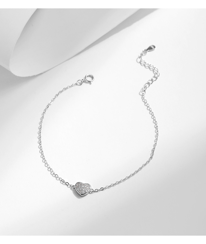 Daily, Date Occasion 925 Sterling Silver Material Heart Shape Pattern Women's Gender 1 Piece 925 Sterling Silver Heart Shape 925 Sterling Silver Cable Chain Bracelets