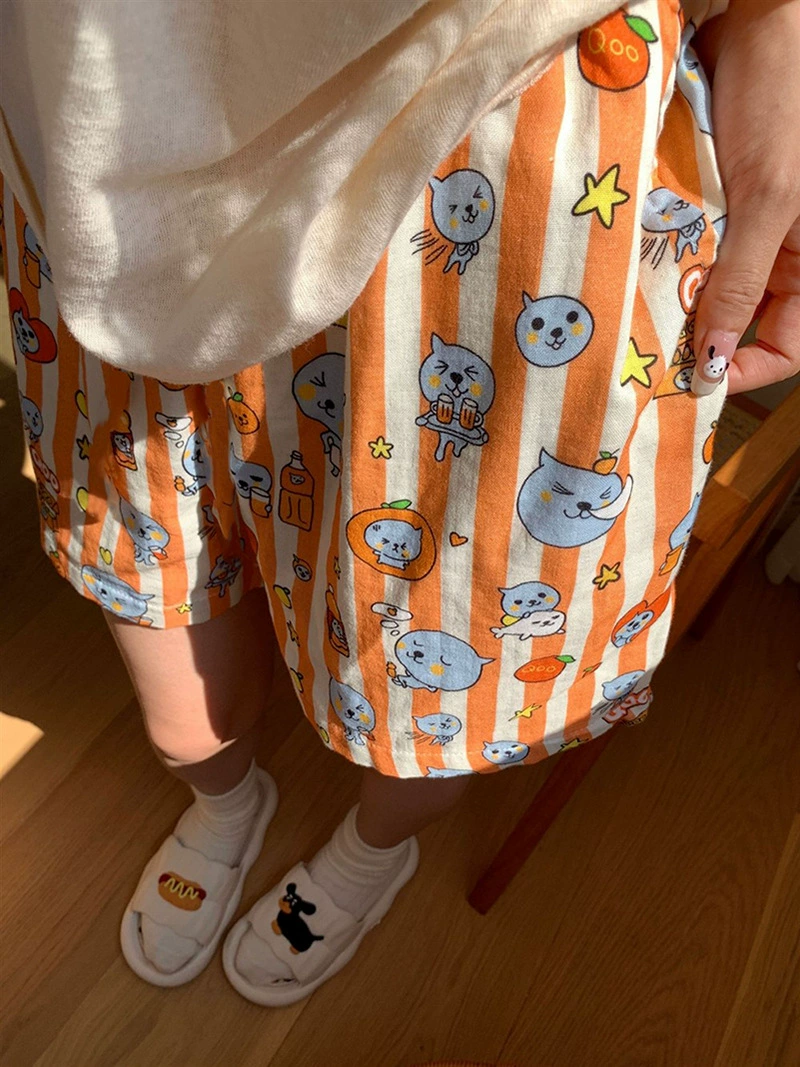 Детские demi-season брюки oversize, облачная хлопковая ткань, милый мультяшный принт для младших школьников