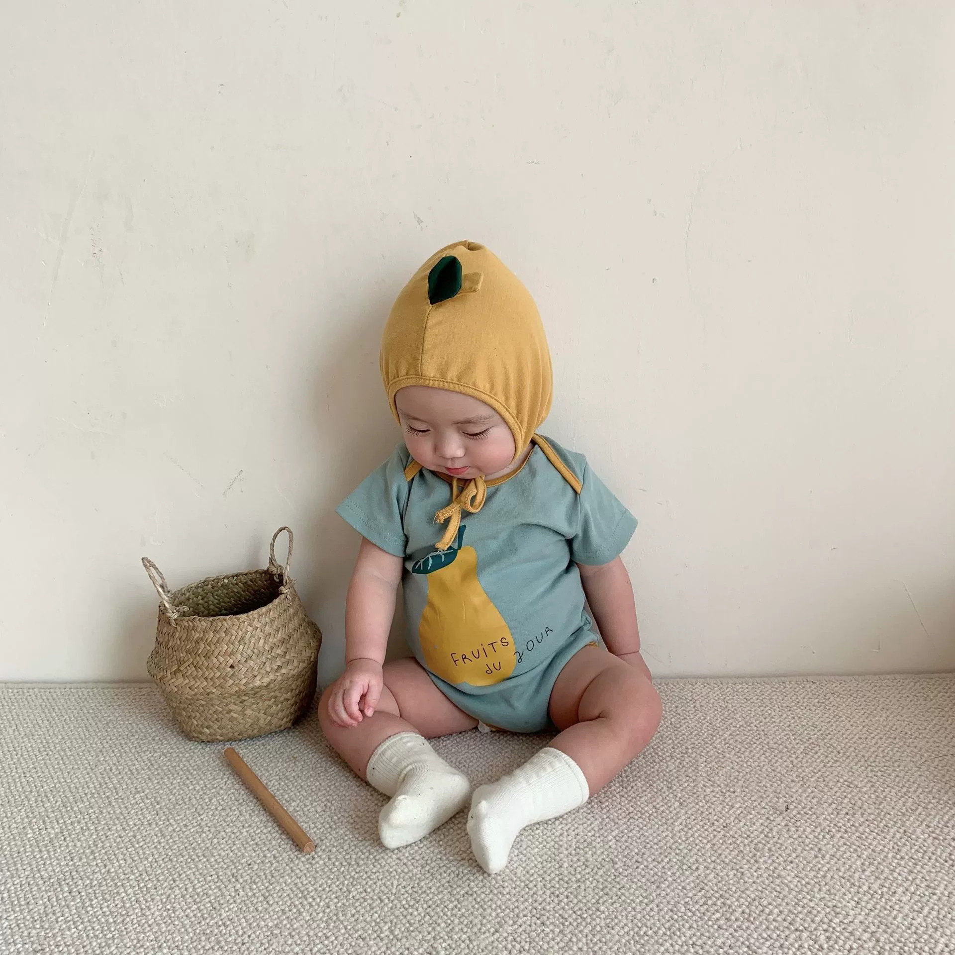 2024 Летний новый грушевый принт с короткими рукавами Ha Yi Baby Cabinet