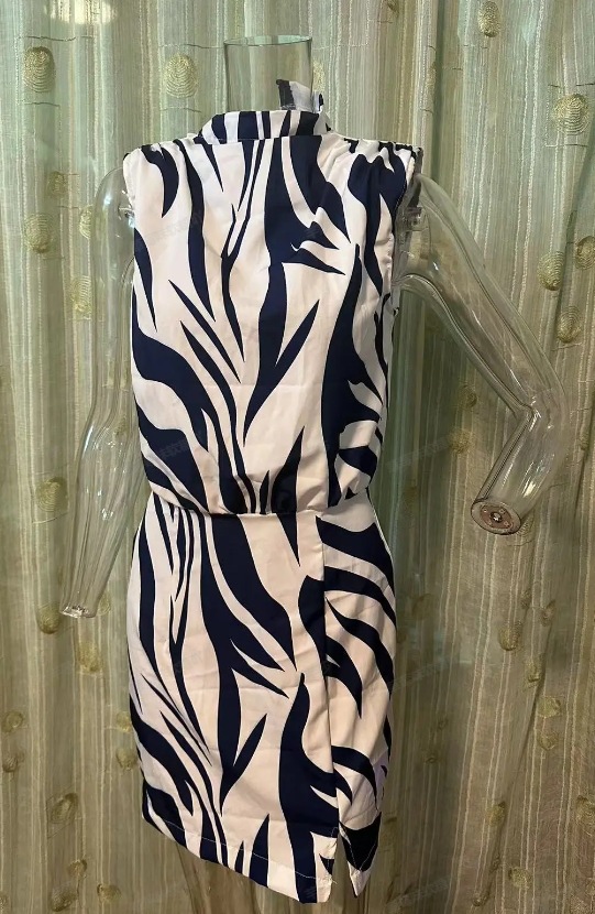 2023 New Round Neck Printed Bodycon Dress Image 7