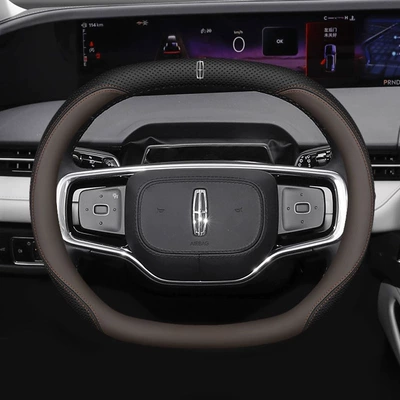Steering wheel cover Special Car Interior Modified Ultra-Thin - lincoln-double-d-type-black-brown-ultra-thin-model-with-car-logo-default