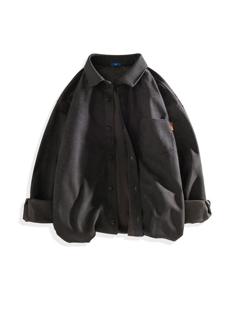 Japanese style trendy brand velvet long-sleeved shirt men's 2020 Autumn and Winter new casual Wick shirt all-matching coat