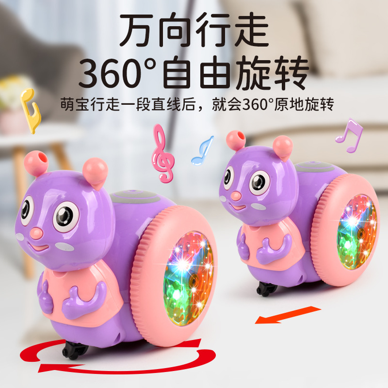 Electric Walking Snail Cute Baby Glowing 360-Degree Rotating Cartoon Snail Children's Educational Toy Wholesale from Pedestal