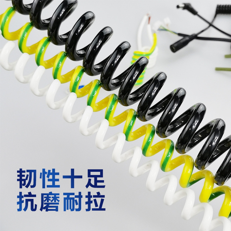 Cable de resorte de PU PVC TPE2345 Cable en espiral de varios núcleos Cable de resorte de núcleo de cobre puro Fabricante de cable de alimentación telescópico