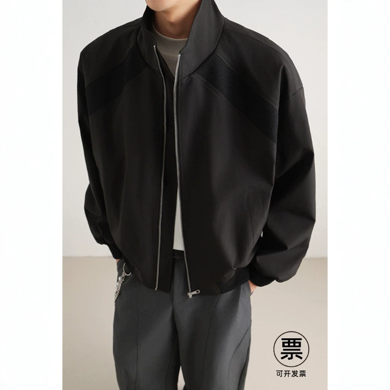 Retro Stand-Collar Flight Jacket for Men, Stylish and High-End Cleanfit Outerwear, American-Style Short Baseball Jacket with Regular Shoulders Retro Stand-Collar Flight Jacket for Men, Stylish and High-End Cleanfit Outerwear, American-Style Short Baseball Jacket with Regular Shoulders