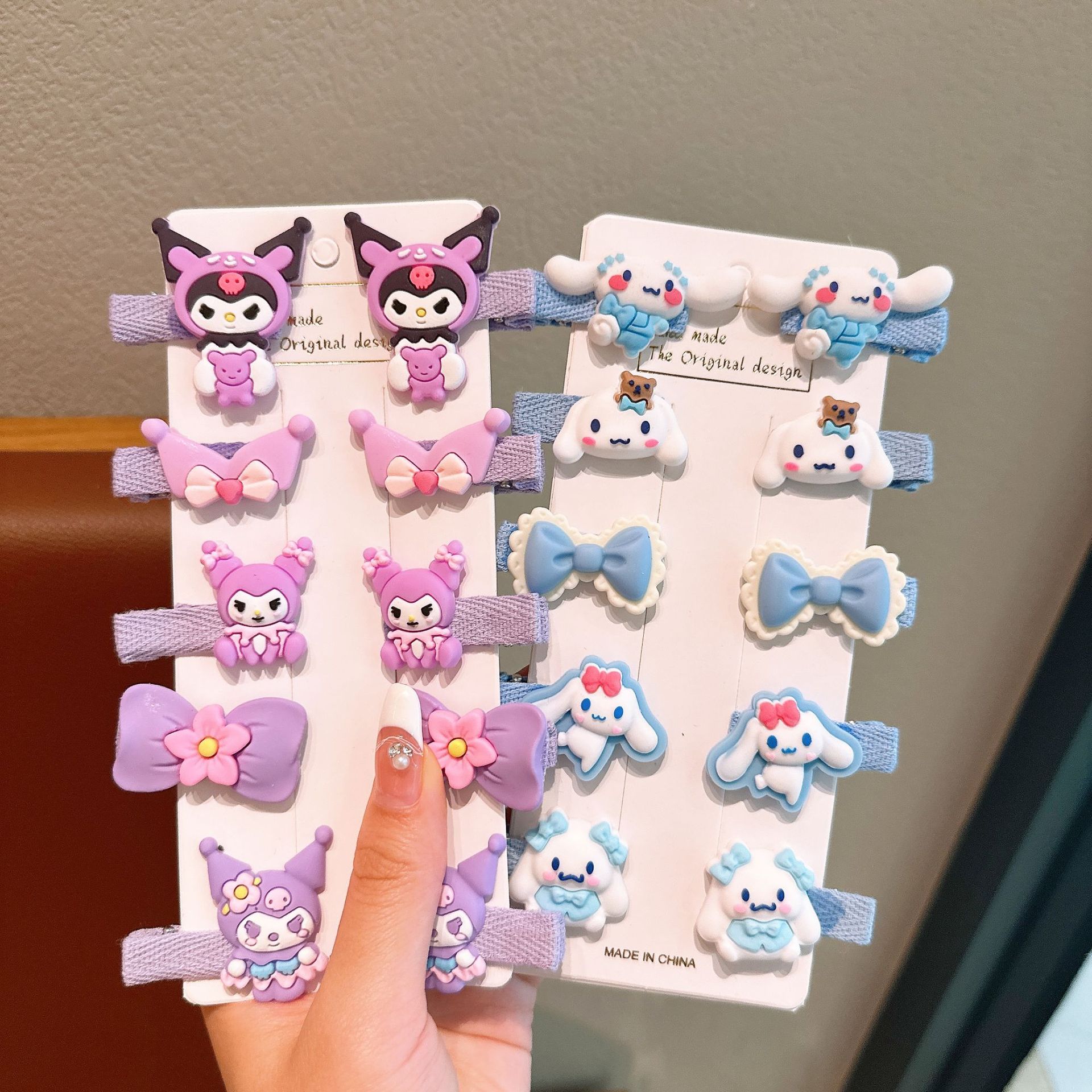 Tombro de bebé femenino Dibujos animados tela todo incluido horquilla para niños 2024 nuevo conjunto de horquillas de gaviota Sanli accesorios para el cabello