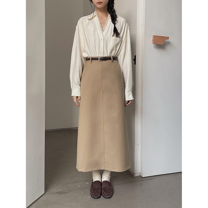 [Genius Girlfriend Straight Skirt 3 Colors] Song Ming Korean Commuter Slit Skirt Women's Autumn Hip Skirt N233B