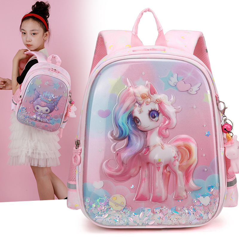 Animación de dibujos animados bolsas escolares ligeras unicornio niña princesa pequeña mochila encantadora mochila de grado 1 - 2