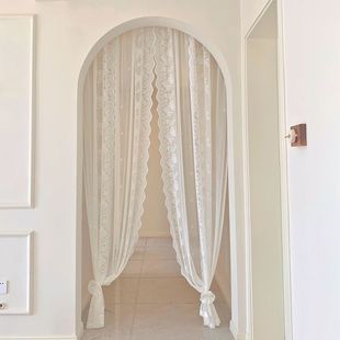 No-Punching French Lace Door Curtain, Dreamy Princess Style Living Room and Bedroom Partition Curtain