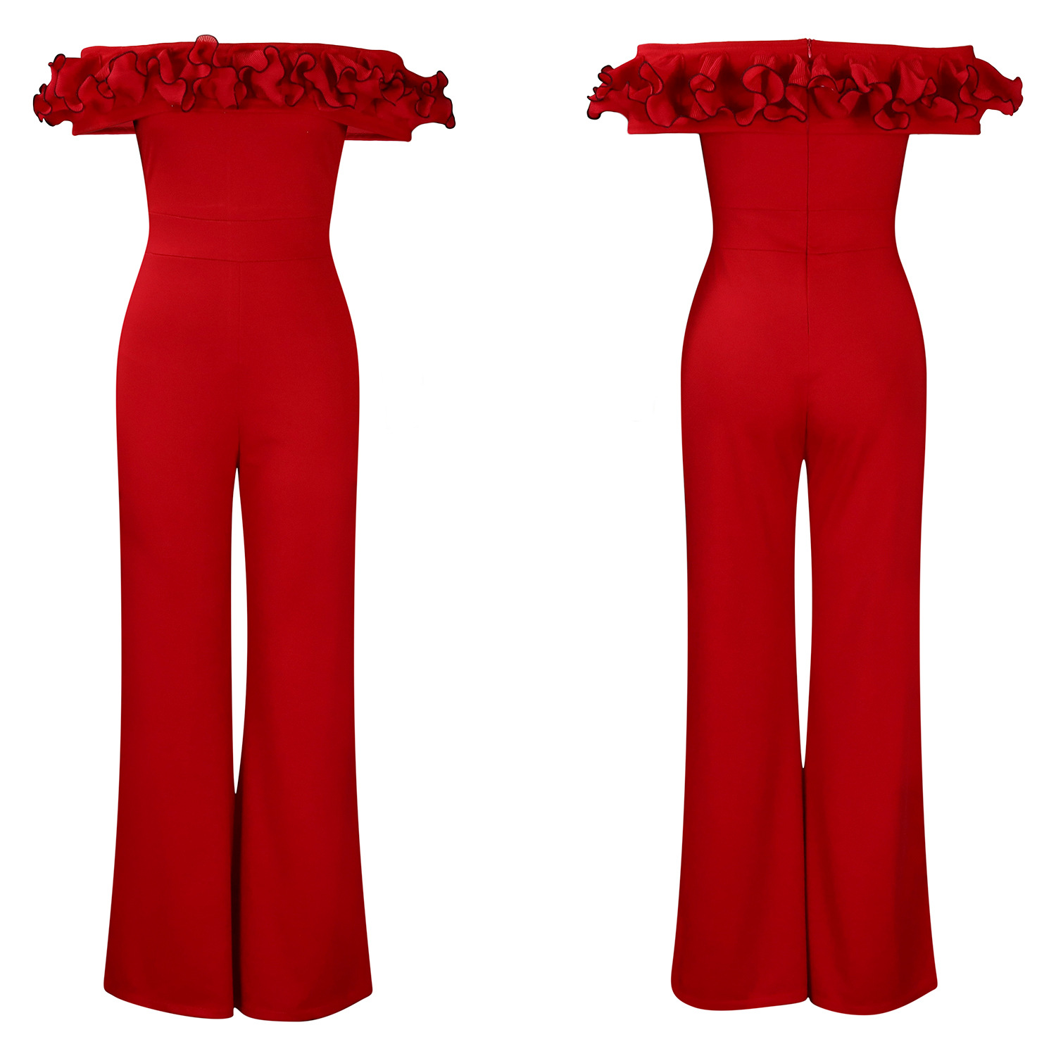 abbigliamento donna sexy attillato tinta unita monospalla arricciato spalle scoperte manica corta tuta commercio estero_voghion.com