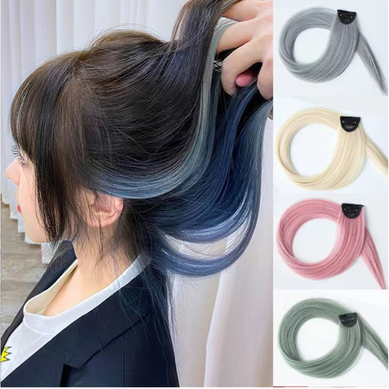 Colored Hair Extensions, Clip-In Hair Extensions, Ear-Dye Hair Extensions, Faux Hair, Bleached and Dyed Wigs for Women, High-Temperature Synthetic Hair, Straight Hair