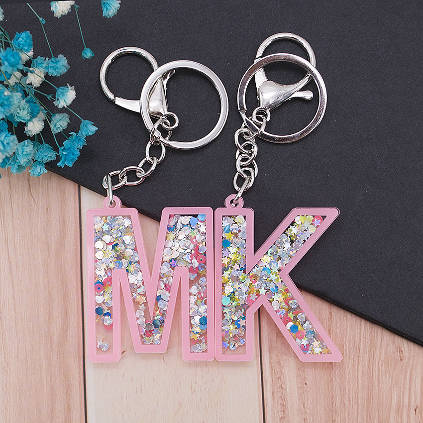 Modern Style Letter Arylic Sequin Women's Bag Pendant Keychain display picture 5