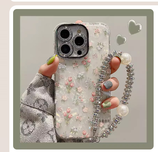 El patrón de concha de estilo ins está lleno de flores de pantalla para la película de lente 15ProMax iPhone13 Apple 14P funda para teléfono móvil 12