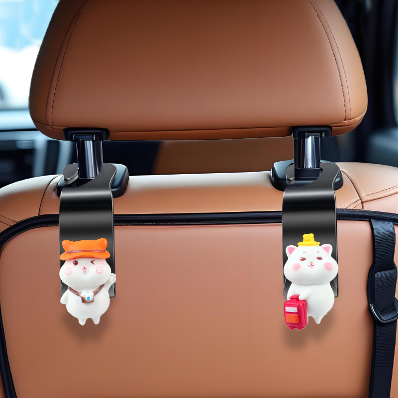 Gancho para coche, almacenamiento trasero multifuncional para coche, lindo coche de dibujos animados, asiento delantero, trasero, gancho de almacenamiento