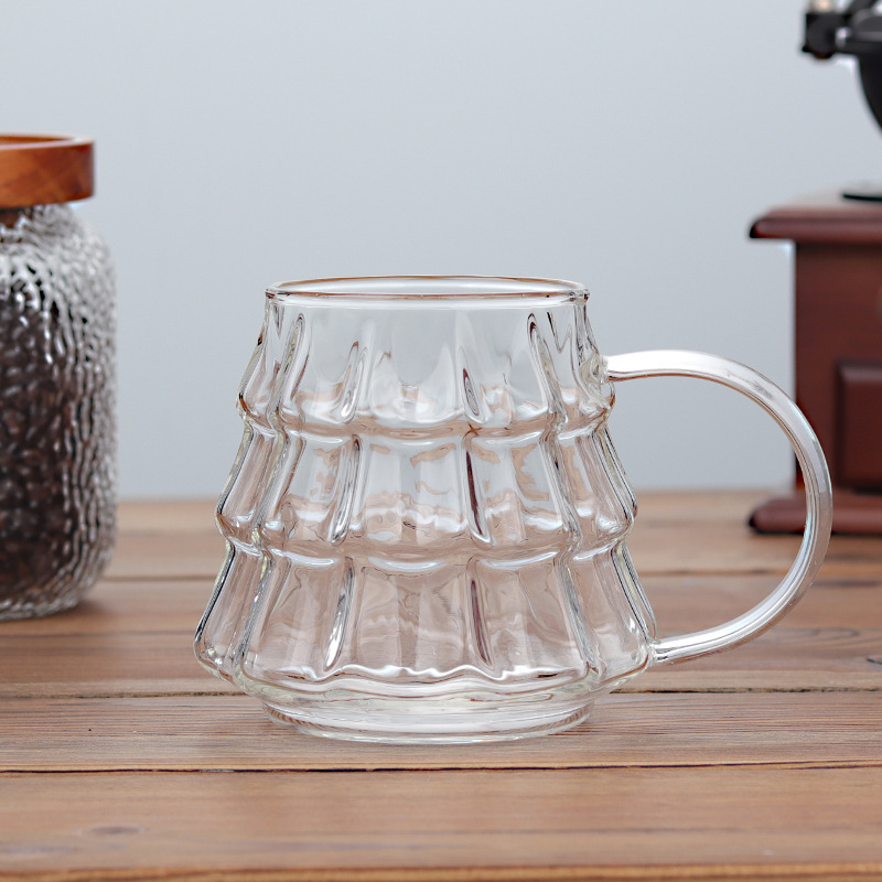 Taza con asa, taza para café helado americano, taza transparente de vidrio de borosilicato para leche, taza para agua