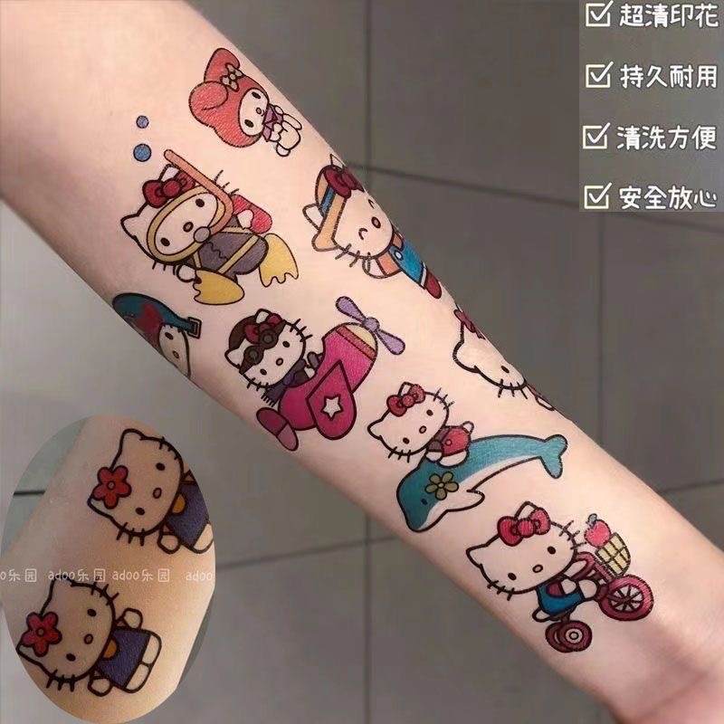 库洛米hellokitty纹身贴卡通可爱少女学生防水持久凯蒂猫纹身贴纸