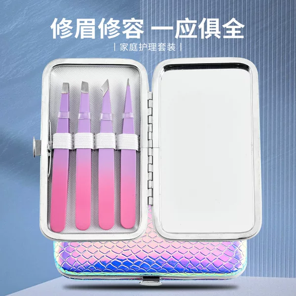 Manufacturers in stock stainless steel eyebrow clip flat clip diagonal clip eyebrow trim set LOGO