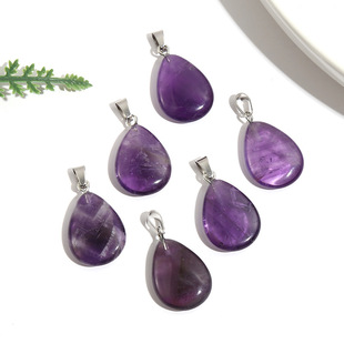 Cross-border hot sale natural amethyst pendant water drop pendant foreign trade jewelry necklace small fresh simple diy wholesale