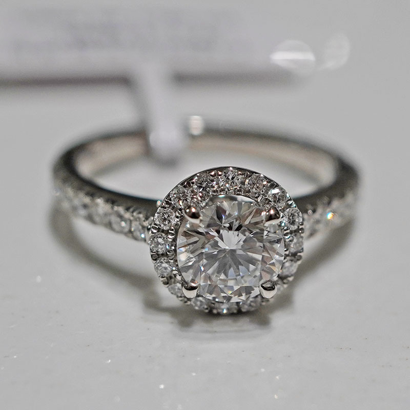 PT950铂金培育钻石戒指女士圆形灿若星辰结婚求婚|ru