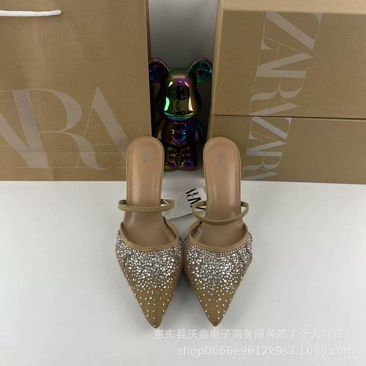 ZAR новые весенние женские туфли абрикосовый цвет яркий сетчатый модный темперамент туфли Muller туфли на каблуках со стразами