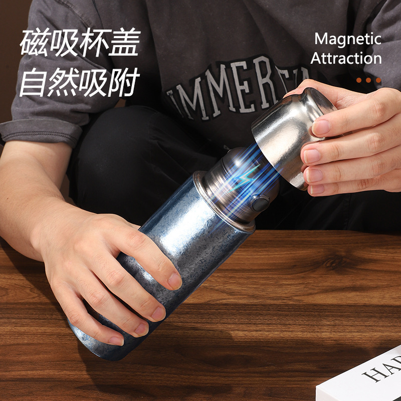 纯钛磁吸杯简约高颜值弹跳杯商务礼品喝水杯便携式茶水分离保温杯|undefined