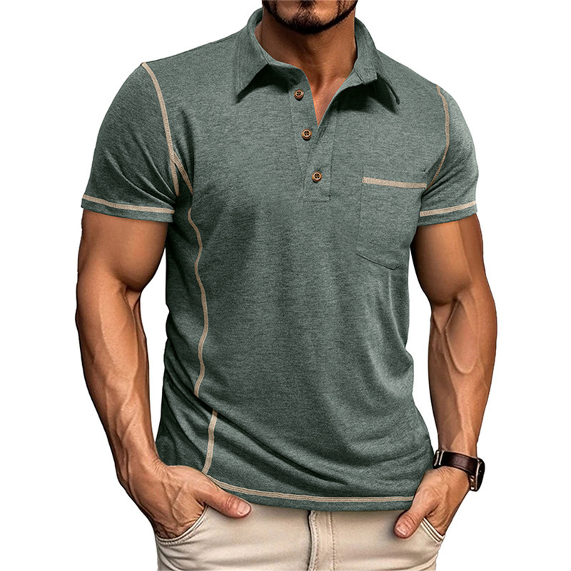 2025 Summer Cross-Border European and American Amazon Independent Site Men's Short-Sleeve Turn-Down Collar Solid Color Casual Men's Polo Shirt