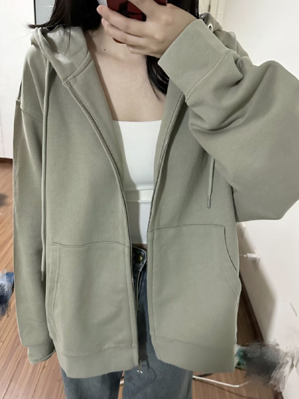 粉色大帽子卫衣外套女春秋韩系慵懒chic女装秋冬季bm穿搭宽松开衫|undefined