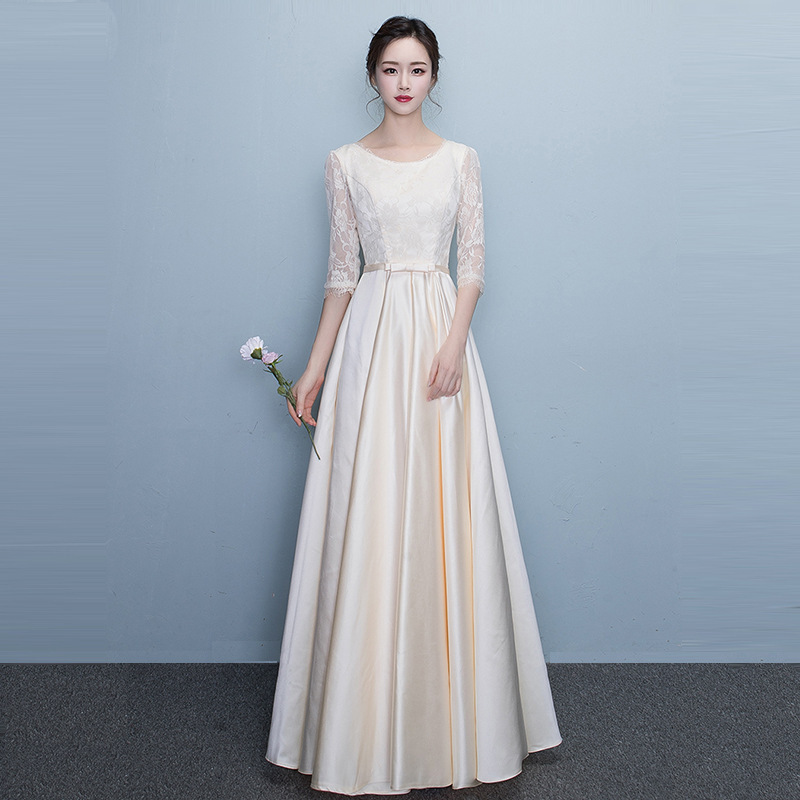 Champagne Color Dress 2025 New French High-End Engagement Banquet Host Birthday Dress Graduation Dress