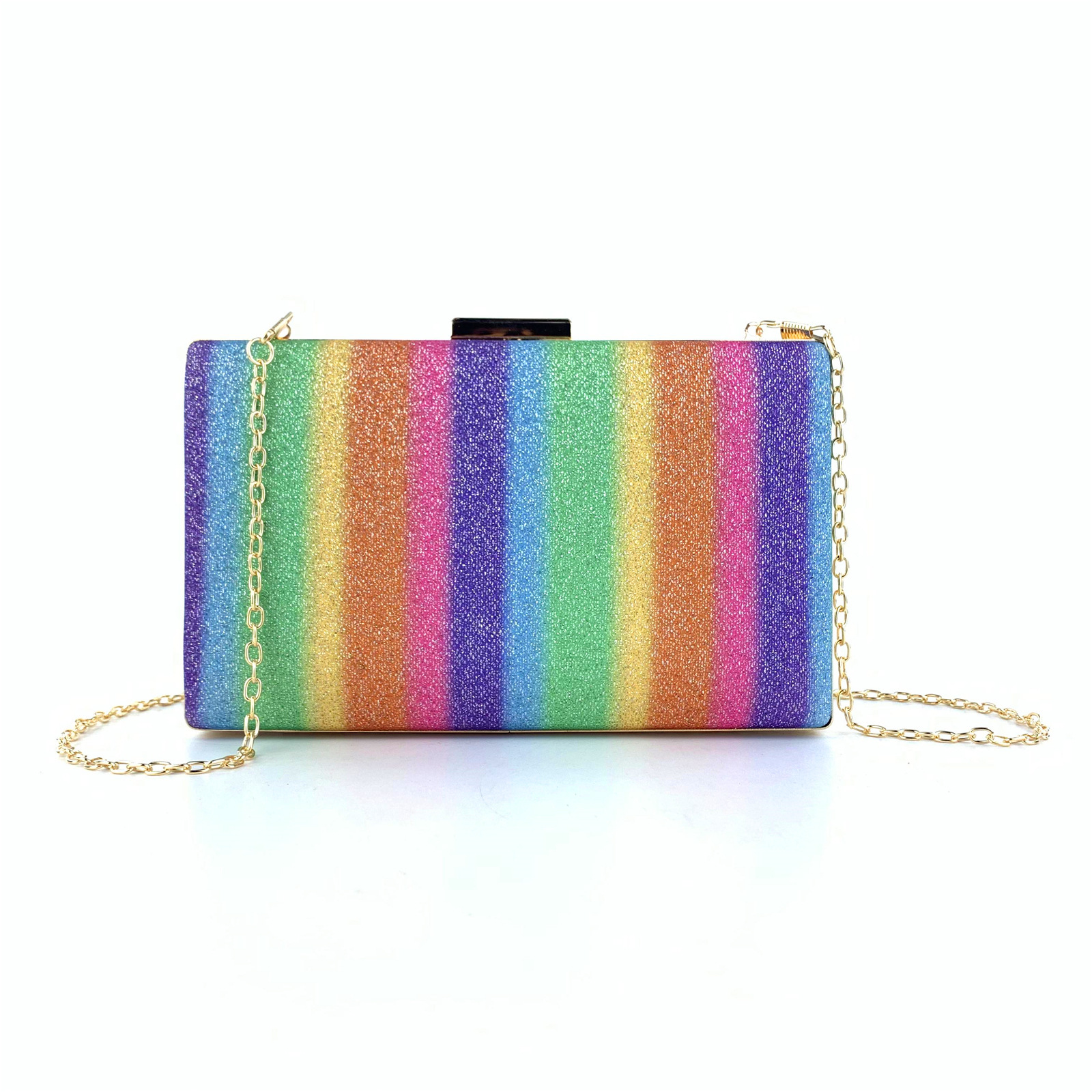sequin rainbow bag for women’s dinner party, hand-held bag, colorful small square bag, clutch bag