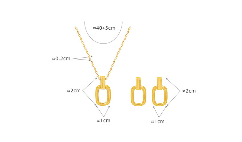 French oval pendant necklace earrings set titanium steel plated 18K real gold fashion jewelry