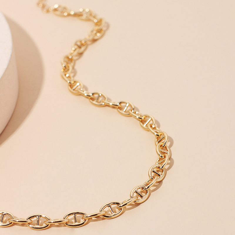 14g Weight Necklace Classification Wedding, Travel Occasion Lock Pattern Women'S Gender Gold, Silver Color Simple Hip Hop Stacking Necklace 7