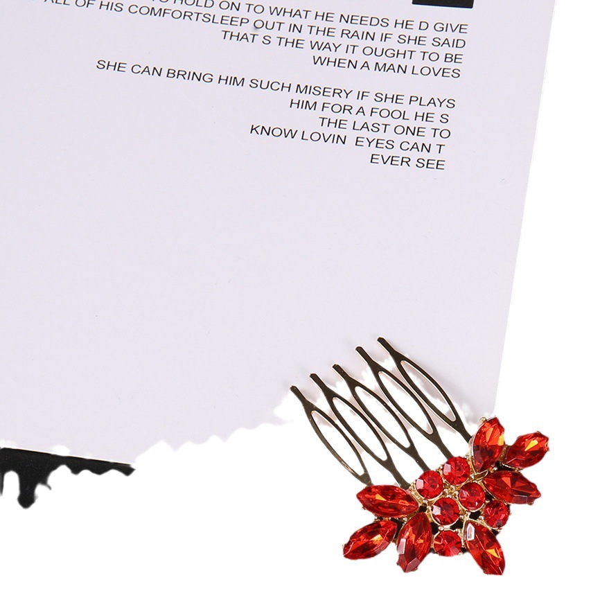 Cross-Border Exclusive Supply of High-End Full Diamond Ancient-Style Hair Accessories, Flower-Shaped Colorful Diamond Hair Comb, Ins-Style Ancient Palace Style Versatile Women's Wholesale
