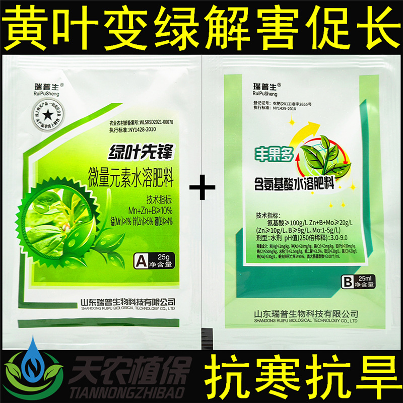 绿叶先锋丰果多氨基酸微量元素水溶肥料黄叶死苗一喷绿通用叶面肥