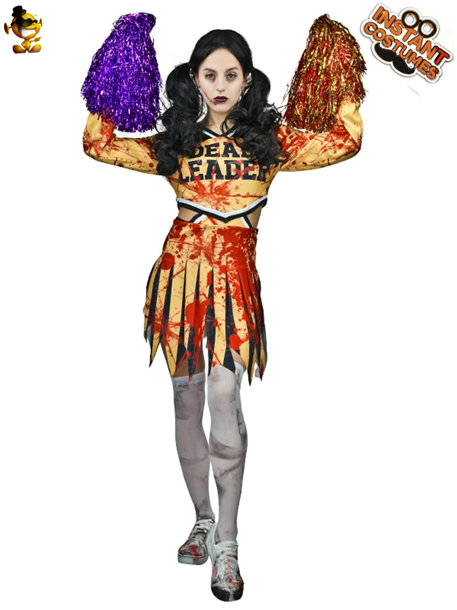 Halloween hombres y mujeres pareja de zombie sangriento rugby cheerleader partido traje del funcionamiento la etapa