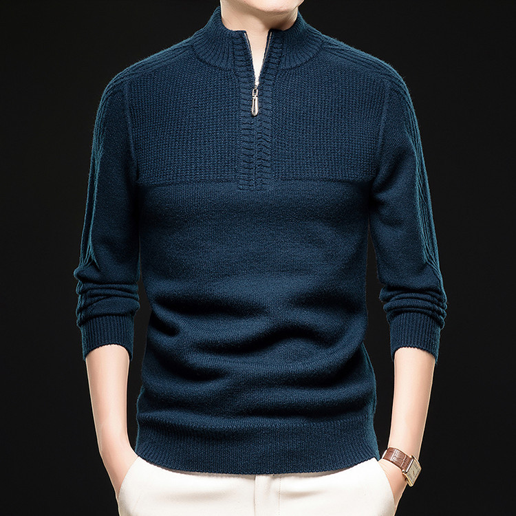 Tejedido hombre overhead invierno / otoño legging simple engrosado delgado de cuello de punto Jacquard blusa casual suéter