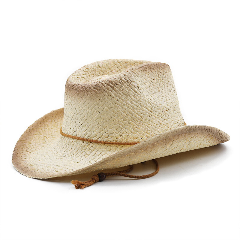 Outdoor Beach Sun Hat Men Women Spray Painted Five Pointed Star Cowboy Ethnic Style Straw Hat_voghion.com
