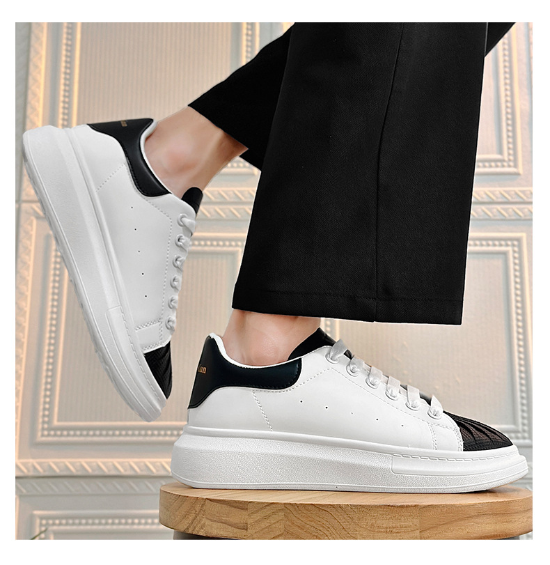 Weiße Shell Toe Sneaker Für Herren Leichte Koreanische Sneaker_voghion.com