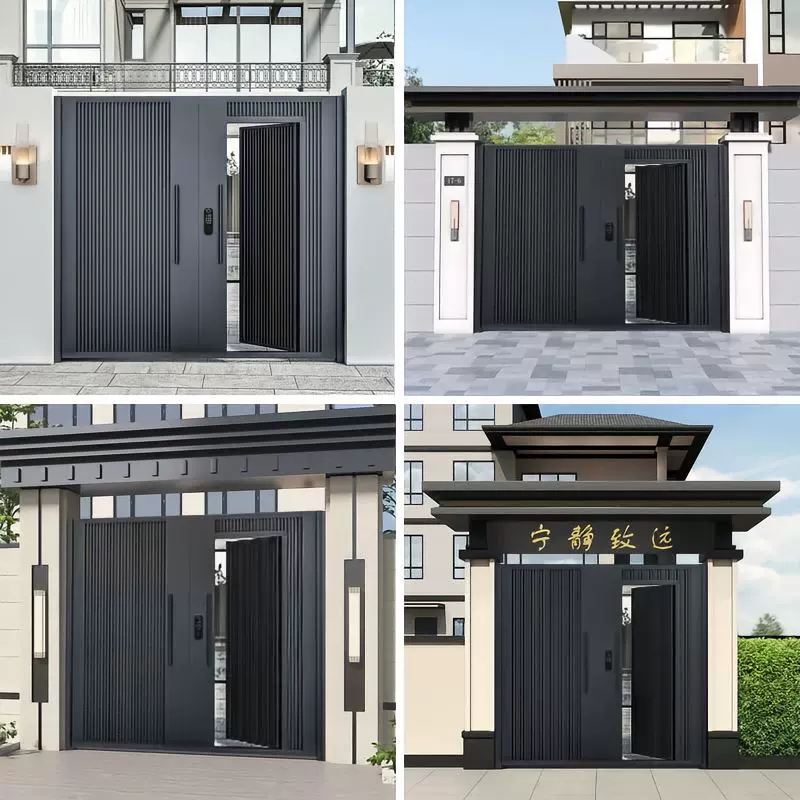 铝合金大门别墅花园自建房门楼铝艺院子门庭院进户平移新中式大门