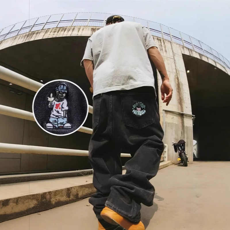 Polar big boy jeans polar skateboard big boy embroidered cartoon jeans washed skateboard trousers