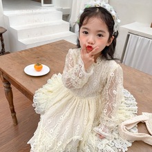 韩国童装春秋宝宝周岁礼服蕾丝连衣裙长袖超仙公主裙女童蕾丝裙子