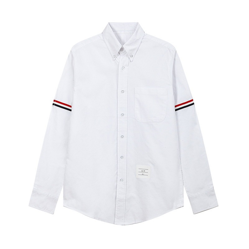 New Tb Jl Couple Style Long-Sleeved Shirt, Pure Cotton, Sweat-Absorbent Oxford Fabric, Double Sleeve Webbing, Casual and Suitable for Commuting