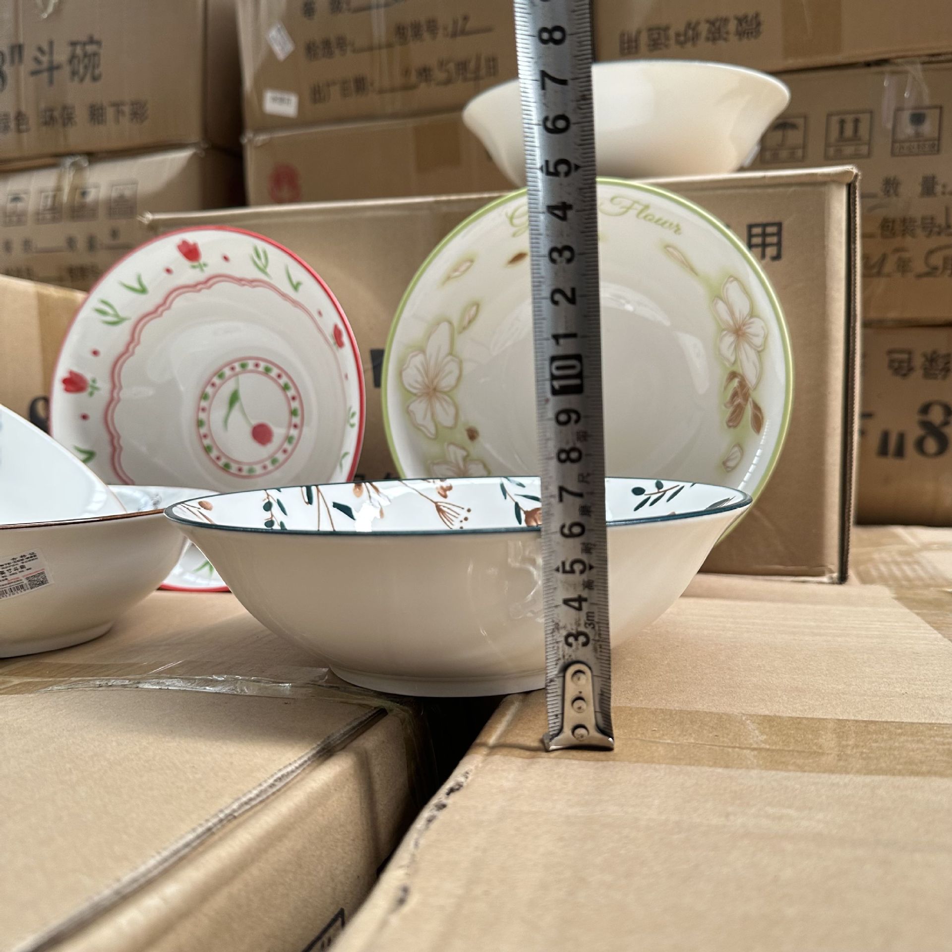 Shanxi cerámica impresión al por mayor de 8 pulgadas cuenco esmaltado cuenco colorido dos yuanes tienda de compra múltiple